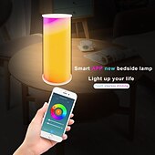 זול אורות חכמות-מנורת שולחן חכמה LED עם Alexa קישורית Tuya WiFi - שינוי צבע אורה ניידת נשלטת באפליקציה אור לילי קטן לקישוט הבית