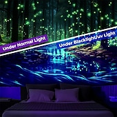 billiga Blacklight tapestries-blacklight gobeläng uv reaktiv glöd i mörkret lyktstolpe trippy dimmig natur landskap hängande gobeläng väggkonst väggmålning för vardagsrum sovrum glöd fest