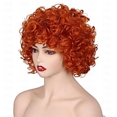  Mrs Roper Kurze Flauschige Lockige Orange Rote Cosplay Perücke Frauen Kostüm für Karneval Halloween Perücken