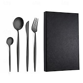 economico Serie Prima-set di posate in oro 4 pezzi set di posate in acciaio inossidabile 18/10 durevole servizio per matrimoni, casa, cucina, stoviglie, utensili, include cucchiaini, coltelli, forchette e cucchiai, set di