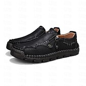 preiswerte Herrenpantoletten &amp; -slipper-Braune Slipper aus Kunstleder für Herren mit seitlichem Reißverschluss und handgenähten Details – bequeme Freizeitschuhe für die Arbeit, Reisen und den Alltag