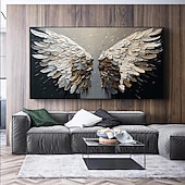 cheap Animal Paintings-Handmade Original Angel Wing Oil Painting On Canvas Wall Art Decor Abstract Minimalist black Painting for Home Decor With Stretched Frame/Without Inner Frame Painting