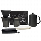 billiga Prime-serien-häll över kaffebryggare set- 6 i 1 sus304 teflon yta långsamt droppande kaffebryggare set droppande kopp filterpapper kopp bärbar låda för resor, kaffe presentbox set alla hjärtans dag present