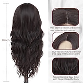 economico Parrucche trendy sintetiche-parrucca ondulata lunga marrone per le donne parrucca riccia da 26 pollici con parte centrale fibra proteica premium parrucca sostitutiva dei capelli dall&#039;aspetto naturale per l&#039;uso quotidiano del