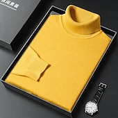 billige genser for menn-Herre Turtleneck genser Pullover genser Julegenser Riflet Strikke Vanlige topper Strikket عادي Rullekrage Hold Varm Moderne Moderne Dagligdagstøy Ut på byen Klær Høst Vinter Kamel Svart S M L