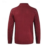 tanie męski sweter rozpinany-Męskie Sukienka Sweter Sweter Rozpinany Kable Robić na drutach Dzianiny Jednokolorowe Kołnierz stawiany Elegancki Codzienny Na zewnątrz Dom Odzież Jesień Zima Czarny Czerwony S M L