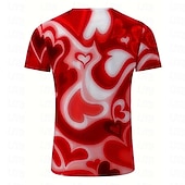 cheap 3D T shirts-Valentine's Day Men's Heart Graphic T Shirt Short Sleeve T shirt 3D Print Crew Neck Shirt Daily Designer Casual Sports Outdoor Holiday Going out Pink Blue Red Spring &amp; Summer Clothing Apparel S M L