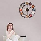 abordables décoration murale en métal-grande horloge murale à piles analogique silencieuse sans tic-tac horloge décorative ronde pour cuisine bureau restaurant café bar décor 60 cm