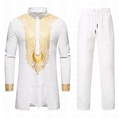 economico Musulmano arabo-Per uomo Maglietta Abiti africani moderni Stampa africana Dashiki Per adulto Superiore Pantaloni