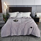 cheap Blankets &amp; Throws-Thickened Solid Color Pineapple Checked Flannel Blanket Coral Velvet Sofa Cover Blanket Air Conditioning Blanket Nap Blanket