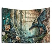 cheap Animal Tapestries-Vintage Dragon Hanging Tapestry Wall Art Large Tapestry Mural Decor Photograph Backdrop Blanket Curtain Home Bedroom Living Room Decoration