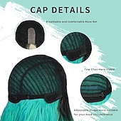abordables Perruques de fête-Perruque longue ondulée pour femme - Vert ombré - Partie centrale - Bleu sarcelle - Cheveux synthétiques longs bouclés résistants à la chaleur avec naissance des cheveux naturelle - Pour cosplay,
