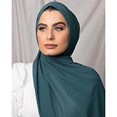 baratos Islâmico Arábico-Mulheres Xales lenços de hijab Árabe árabe muçulmano Ramadã Côr Sólida Adulto Xale