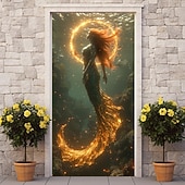 abordables Bannières de Garage et de Porte-sirène halo porte couvre décoration murale porte tapisserie porte rideau décoration toile de fond porte bannière amovible pour porte d'entrée intérieur extérieur maison chambre décoration ferme décor