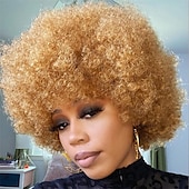 levne Párty paruky-afro paruky pro černé ženy 70. léta krátká černá afro paruka disco afro nafouklé paruky pro ženy výstřední kudrnatá paruka 10palcová přirozeně vypadající syntetická paruka denní párty cosplay