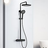 abordables Grifos de ducha-Sistema ducha / Válvula mezcladora termostática Conjunto - Alcachofa incluida Ducha de chorro múltiple Cascada Moderno Galvanizado Apertura Externa Válvula Cerámica Bath Shower Mixer Taps