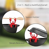 abordables Novedades de utensilios de cocina-Soporte para vajilla de silicona de cangrejo rojo, soporte para cuchara de silicona para estufa, soporte resistente al calor, soporte para cuchara antideslizante, dispositivo de liberación de vapor