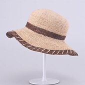 preiswerte Partyhut-Hüte Strohfaser-Eimerhut Strohhut Sonnenhut Hochzeit Strand elegant einfach mit Spleißkopfbedeckung Kopfbedeckung