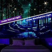 billiga Blacklight tapestries-blacklight gobeläng uv reaktiv glöd i mörkret lyktstolpe trippy dimmig natur landskap hängande gobeläng väggkonst väggmålning för vardagsrum sovrum glöd fest
