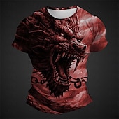 ieftine Tricouri cu imprimeu animal-Bărbați Grafic Animal Balaur Tricou Manșon scurt Tricou Tipărire 3D Stil Nautic Cămașă Zilnic Designer Casual Sport exterior Concediu Ieșire Verde Deschis Albastru piscină Roșu Primavara vara