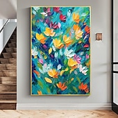 cheap Floral/Botanical Paintings-Oil painting Hand painted Textured Abstract Colorful Flower Oil Painting on Canvas Original pattle knife Flower Painting Nature Planting  Wall Decor for Bedroom Home Decor  Wall Art