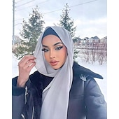 baratos Islâmico Arábico-Mulheres Xales lenços de hijab Árabe árabe muçulmano Ramadã Côr Sólida Adulto Xale