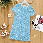 cheap Girl&#039;s 3D Vision &amp; Shining-Girls&#039; 3D Butterfly Pajamas Nightdress Pink Short Sleeve 3D Print Summer Active Fashion Cute Polyester Kids 3-12 Years Crew Neck Home Causal Indoor Regular Fit