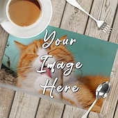 cheap Personalized Decorations-Personalized Tablemat Customized Placemats 1PC/2PCS/4PCS,  Design Your Own Pattern Placemats for Dining Table,12x18inch Decorative Table Mats,Dining Table Decor