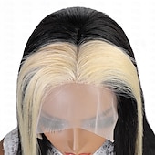 economico Parrucche lace front capelli veri-Parrucca frontale in pizzo colorato 13x4 1b/613 con parte libera, capelli brasiliani ondulati, densità 150% per donne nere, 10-28 pollici