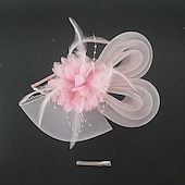 levne Svatební čelenka-Fascinátory Klobouky Doplňky do vlasů Organza 30. léta Cylindr Závojový klobouk Dostih koktejl Elegantní Luxus S Peří Mašličky Přílba Pokrývky Hlavy