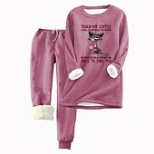ieftine Trening pentru femei-Set de trening 2 piese pentru femei pantaloni călduroși hanorac jogging pantaloni lungi mânecă lungă gât rotund imprimeu cu litere casual zi de zi roz gri deschis gri toamnă și iarnă ajustare normală