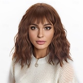 billige Syntetiske trendy parykker-kort ombre blond parykk med smell skulderlengde krøllete bob parykk for kvinner naturlig utseende syntetisk krøllet blond bob parykk for fest og daglig bruk