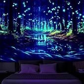 billiga Blacklight tapestries-blacklight gobeläng uv reaktiv glöd i mörkret lyktstolpe trippy dimmig natur landskap hängande gobeläng väggkonst väggmålning för vardagsrum sovrum glöd fest