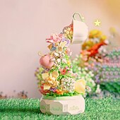 billiga Byggleksaker-kvinnodagen presenter byggstenar blomma konst te språk belysning speldosa och monterade byggblock leksaker mors dag presenter till mamma