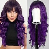abordables Perruques Synthétiques Sans Bonnet-Perruques blondes sales ombrées avec frange blonde longue perruque ondulée pour femmes perruque de cheveux synthétiques bouclés longs pour usage quotidien de fête 24 pouces