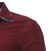 preiswerte Button-Down-Hemden für Herren-Herren Oberhemd Knopfhemd Schwarz Weiß Wein Langarm Farbblock Umlegekragen Frühling &amp; Herbst Hochzeit Täglich Bekleidung Hemden mit Kragen