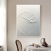 voordelige Abstracte schilderijen-groot met de hand geschilderd abstract wit olieverfschilderij golven schilderen op canvas modern olieverfschilderij kunst aan de muur handgeschilderd schilderij kunst aan de muur schilderij voor