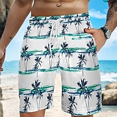 cheap Tropical Plants &amp; Flowers-Men&#039;s Coconut Tree Bermuda shorts Beach Shorts Mid Waist Vacation Hawaiian Holiday Daily Holiday Vacation Drawstring Elastic Waist 3D Print Designer Clothing Apparel