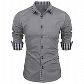 economico Camicie Button Down da uomo-Per uomo Camicie Camicia abbottonata Camicia non stirabile Maglietta informale Nero Bianco Rosa Borgogna Blu Manica lunga Color Block Tinta unita / tinta unita Collo ripiegabile Matrimonio Da mare