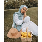 baratos Islâmico Arábico-Mulheres Xales lenços de hijab Árabe árabe muçulmano Ramadã Côr Sólida Adulto Xale
