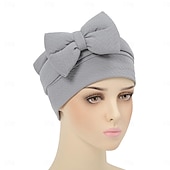 baratos Capacete de Casamento-Chapéu Peça para Cabeça Combinação Poliéster / Algodão Chapéu mole turbantes Casual Igreja Com Laço Cor Pura Capacete Chapéu