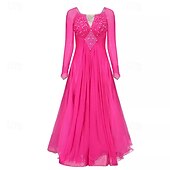 economico Abbigliamento da Competizione-Balli da sala Abito A fantasia Cristalli / Strass Per donna Prestazioni Feste Manica lunga Retato Elastene Organza