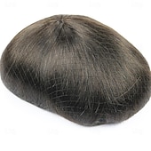 voordelige Stukken en toupetjes van echt haar-haarstukken en pruiken menselijk haar mannen toupet mono kant met npu rond kantsystemen maat 7x9 inch 6&#039;&#039;lengte 1b 6x8 7x9 8x10