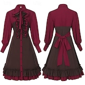 ieftine Rochii-Lolita gotică Punk și gotic Steampunk Rochii Episcop Cu Volane Bloc Culoare Răsfrânt Costume de fancy Pentru femei Fantezie Steampunk Performanță Mascaradă Adulți Rochie