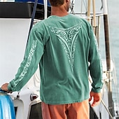 preiswerte Camisetas tropicales de vacaciones-Herren Graphic Vikinger T Shirt Langarm T-Shirt 3D-Druck Rundhalsausschnitt Hemd Modisch Brautkleider schlicht Resort-Stil Festtage Urlaub Ausgehen Blau Grün Grau Frühling &amp; Herbst Bekleidung S M L