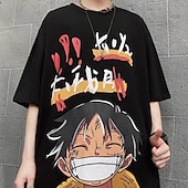 billige Tegneserie- og filmkaraktergrafikk-One Piece Monkey D. Luffy T-skjorte Tegneserie Manga Animé Graphic Til Par Herre Dame Voksne Karneval Maskerade Varmstempling Fritid / hverdag