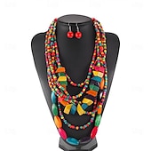 baratos Acessórios e mais-Colar Brinco Colar Brincos Retro Vintage Boêmio Boho Liga Para Cosplay Mulheres Jóias de fantasia Jóias da moda