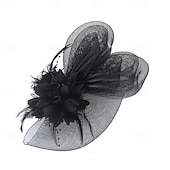 levne Svatební čelenka-Fascinátory Klobouky Doplňky do vlasů Organza 30. léta Cylindr Závojový klobouk Dostih koktejl Elegantní Luxus S Peří Mašličky Přílba Pokrývky Hlavy