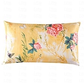 baratos Lençóis e fronhas-Fronha 100% seda amoreira 16 momme seda natural dupla face, capa de fronha com estampa floral de 1 peça com fecho de zíper oculto, cuidados de beleza hipoalergênicos