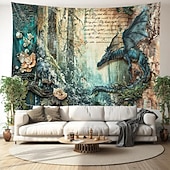 cheap Animal Tapestries-Vintage Dragon Hanging Tapestry Wall Art Large Tapestry Mural Decor Photograph Backdrop Blanket Curtain Home Bedroom Living Room Decoration